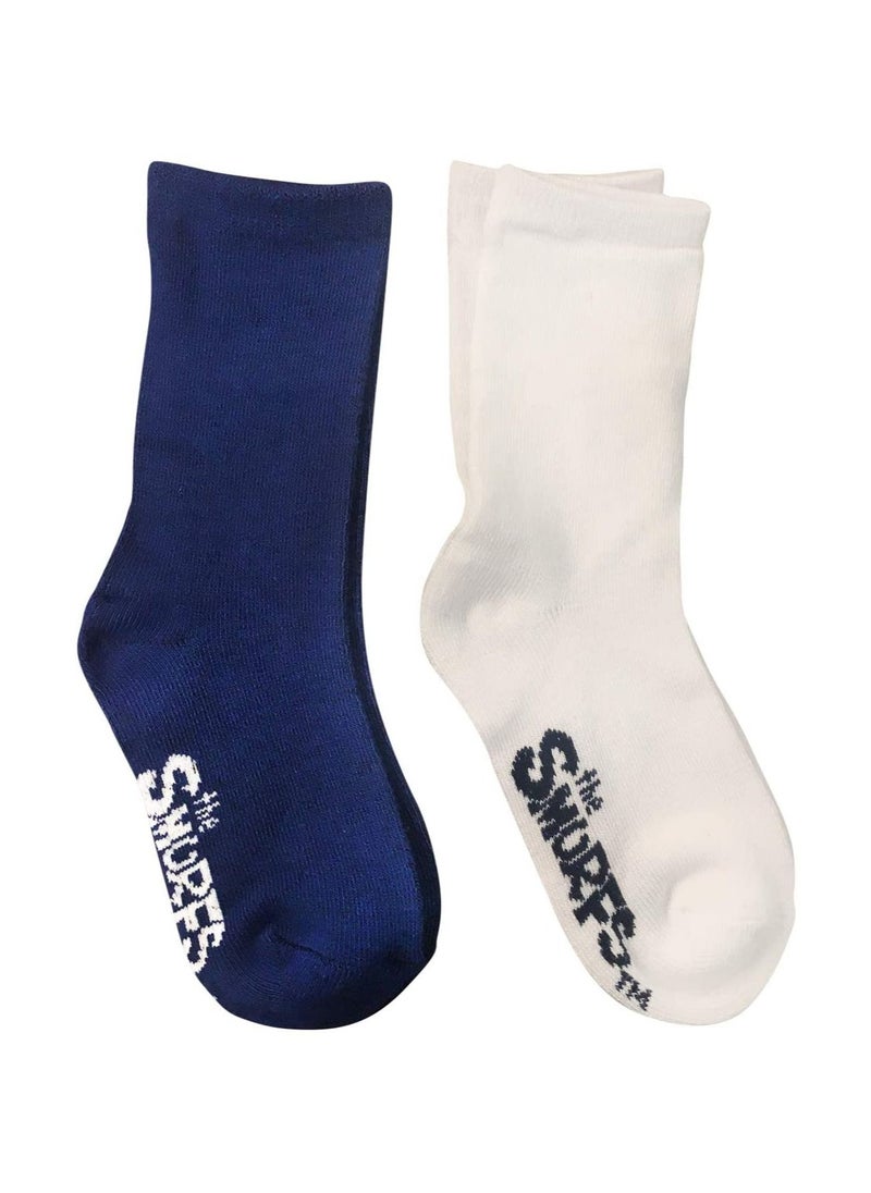 THE SMURFS - Smurf Bamboo Cotton Sock - Solid (Pack Of 2) - White & Navy Blue 5-8Y - Image 1