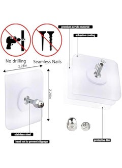 FYLX Adhesive Hooks Heavy Duty Wall Hooks for Hanging20  Transparent Waterproof Sticky HooksWaterproof Rustproof Wall Hookfor BathroomBedroomPicture Hanger  - Image 3
