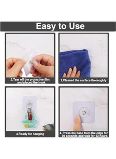 FYLX Adhesive Hooks Heavy Duty Wall Hooks for Hanging20  Transparent Waterproof Sticky HooksWaterproof Rustproof Wall Hookfor BathroomBedroomPicture Hanger  - Image 5