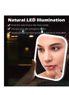 SYOSI Makeup Mirror with Light and Magnifying Lighted Vanity with Touch Screen Dimmable Intelligent Switch Portable and Foldable Stand Makeup Mirror for Tabletop Bathroom (3 Color)  - Image 3