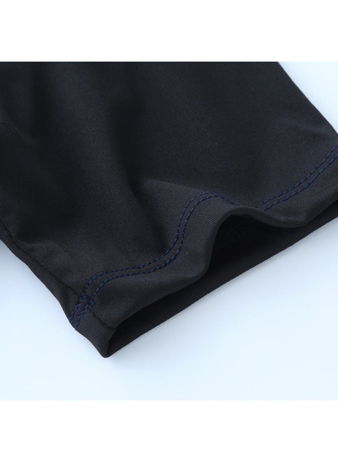 إسكدنيا ملابس سباحة للأطفال للأولاد سبليت 2024 نمط احترافي للحماية من الشمس، ربيع حار، لون سادة للأولاد، شورت سباحة - اللون: أزرق كلاسيكي وأسود - - Image 5