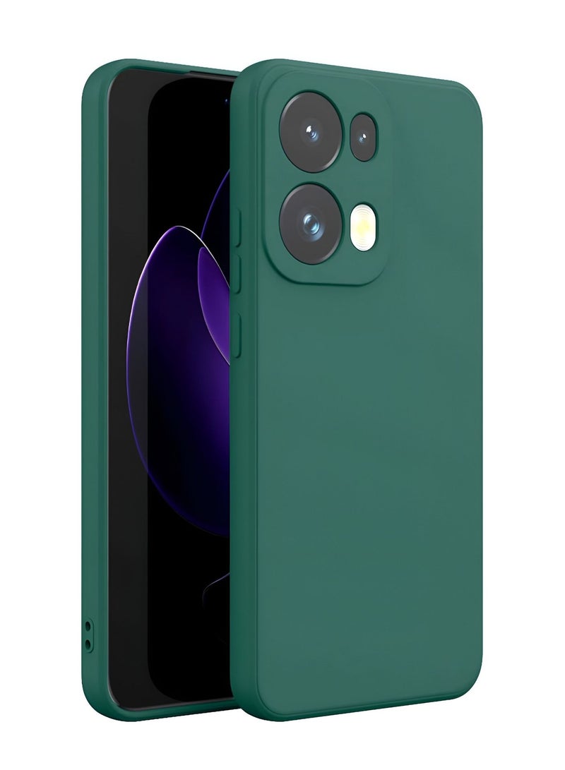 Wtech Oppo Reno13 Pro 5G 2024 Premium Soft Liquid Silicone Case Cover - Dark Green - Image 1