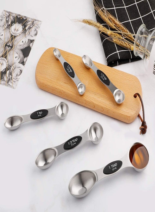 forkmannie Magnetic Measuring Spoons Set of 5 Stainless Steel Dual Sided Stackable Teaspoon for Measuring Dry and Liquid Ingredients - Image 4