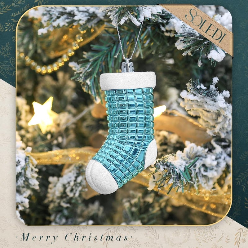 SOLEDI Light Blue Ornaments for Christmas Tree,128 pcs Christmas Ball Ornaments,Christmas Tree Decorations Set Shatterproof for Xmas Tree Decor, Gift Package with Reusable Hand - Image 4