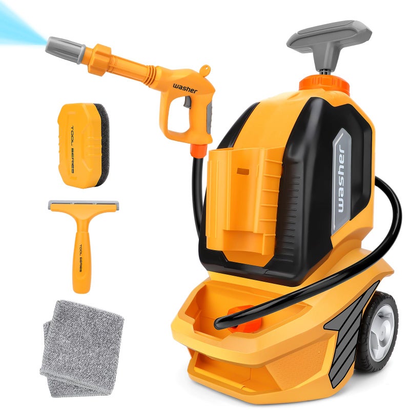 deAO Kids Clean Car Wash Toy with Scraper Sponge TowelRagToddler Pretend Play Tools Role Playing Toy Kids Cleaning Set Gift for Boys Girls - Image 2