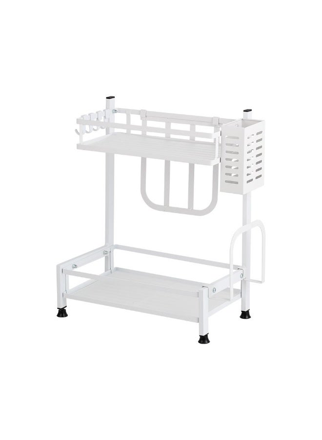 Atticus رف توابل أتيكوس ذو طبقتين مع حامل أدوات تخزين أنيق على السطح للتوابل والصلصات وأدوات المطبخ تصميم موفر للمساحة أبيض 32.5x20x40 سم - Image 3