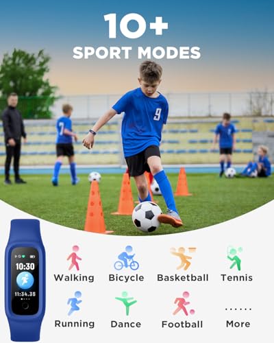 BIGGERFIVE Vigor 2 L Kids Fitness Tracker Watch for Boys Girls Ages 5-15, Activity Tracker, Heart Rate Sleep Monitor, IP68 Waterproof, Pedometer, Calorie Step Counter Watch, Blue - Image 3