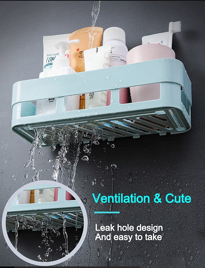 SHOPITECH Combo of 6 PCS Bathroom Shelf RackKitchen ShelfPerfume Rack Plastic Wall Shelf 3 Bathroom Shelves 3 Corner Shelf - Image 4