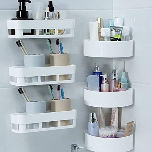 SHOPITECH Combo of 6 PCS Bathroom Shelf RackKitchen ShelfPerfume Rack Plastic Wall Shelf 3 Bathroom Shelves 3 Corner Shelf - Image 1