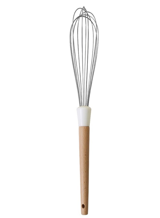 Snplowum 1pcs White Hangable Silicone Egg Whisk, Balloon Egg Beater, Wooden Handle Cooking Utensils for Blending Whisking Beating Stirring Cooking Backing - Image 2