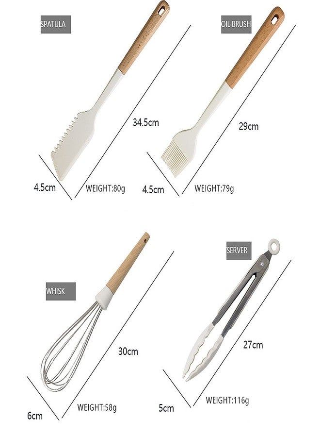 Snplowum 1pcs White Hangable Silicone Egg Whisk, Balloon Egg Beater, Wooden Handle Cooking Utensils for Blending Whisking Beating Stirring Cooking Backing - Image 4