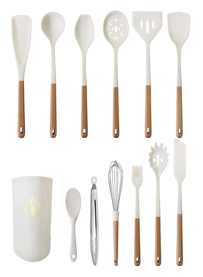 Snplowum 1pcs White Hangable Silicone Egg Whisk, Balloon Egg Beater, Wooden Handle Cooking Utensils for Blending Whisking Beating Stirring Cooking Backing - Image 5