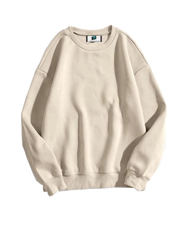 SXV STYLE Solid Plain Unisex Cotton Oversized Baggy Beige Sweatshirt - Image 1