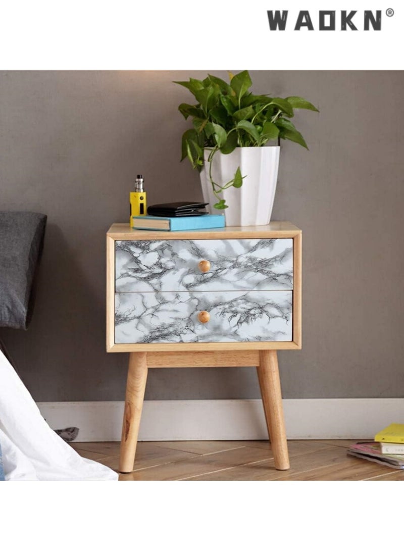 دبليو أيه أو كي أن ملصقات حائط رخامية، ورق حائط ذاتي اللصق مقاس 500 × 40 سم من مادة PVC المقاومة للماء والزيت، ورق اتصال قابل للإزالة للمطبخ والحمام وخزانة الأثاث - حبر أبيض - Image 5