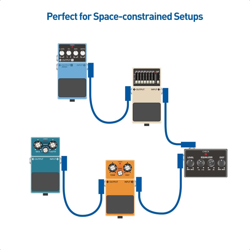 Cable Matters 8-Pack 6 Inches Braided Guitar Patch Cable (Guitar Effect Pedal Cables) with Gold-Plated Connectors in Black - Image 3