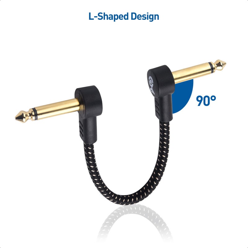 Cable Matters 8-Pack 6 Inches Braided Guitar Patch Cable (Guitar Effect Pedal Cables) with Gold-Plated Connectors in Black - Image 4