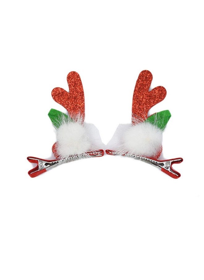 JustMyDress Christmas Antler Headband Hair Clips Pin Deer Antler Baby Girls Hair Band JHC66 (-Red-)  - Image 1
