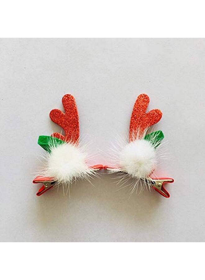 JustMyDress Christmas Antler Headband Hair Clips Pin Deer Antler Baby Girls Hair Band JHC66 (-Red-)  - Image 2