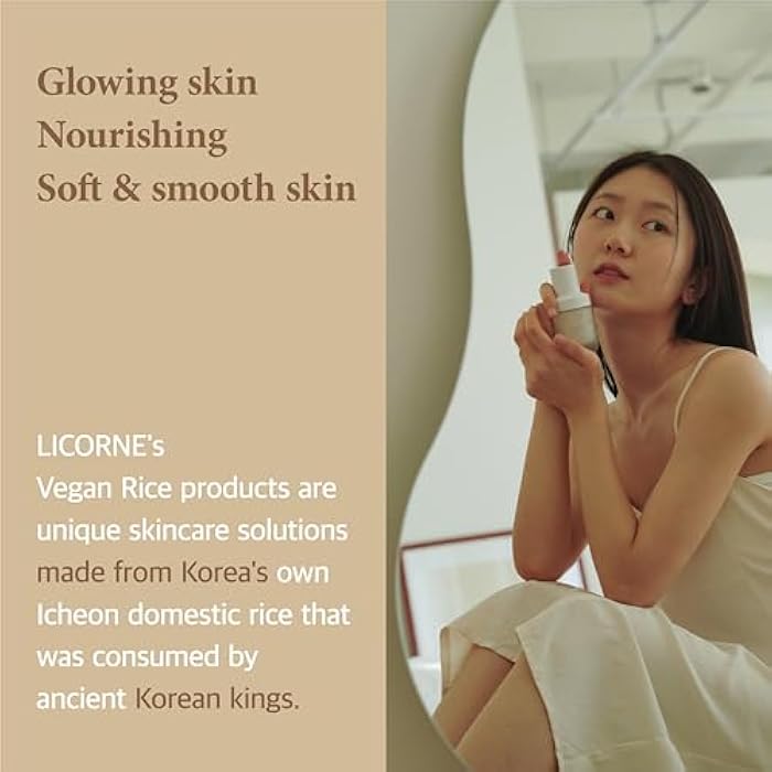 LICORNE Korean Vegan Rice Bran Serum 1.52oz - Hydrating Face Moisturizer with AHA/PHA, Sunflower Oil - Lightweight Daily Formula K-Beauty - Image 4