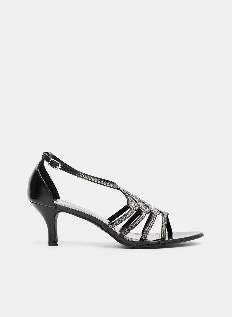 آن ميشيل Diamante Kitten Heel Sandals