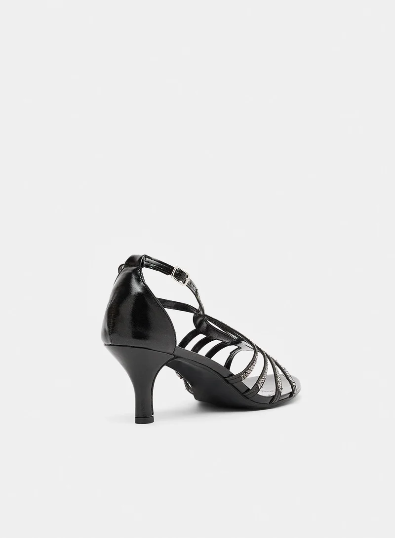 آن ميشيل Diamante Kitten Heel Sandals