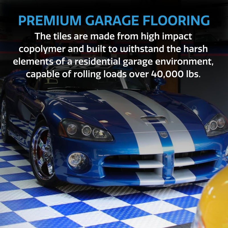 Big Floors GarageTrac Diamond, Interlocking Non-Slip Garage Flooring Tile, Durable, Modular, Heavy-Duty Copolymer, Easy Install (Black, 24 Pack of 12 x 12" Tiles) - Image 5
