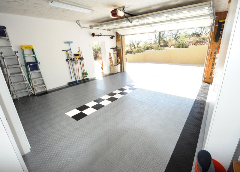 Big Floors GarageTrac Diamond, Interlocking Non-Slip Garage Flooring Tile, Durable, Modular, Heavy-Duty Copolymer, Easy Install (Black, 24 Pack of 12 x 12" Tiles) - Image 2
