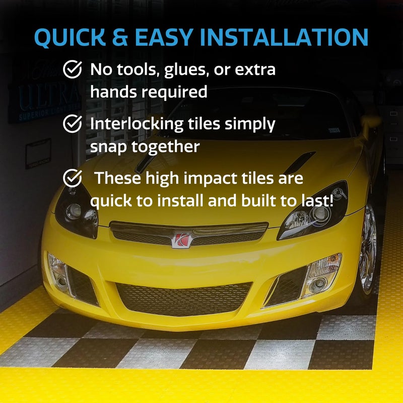 Big Floors GarageTrac Diamond, Interlocking Non-Slip Garage Flooring Tile, Durable, Modular, Heavy-Duty Copolymer, Easy Install (Black, 24 Pack of 12 x 12" Tiles) - Image 3
