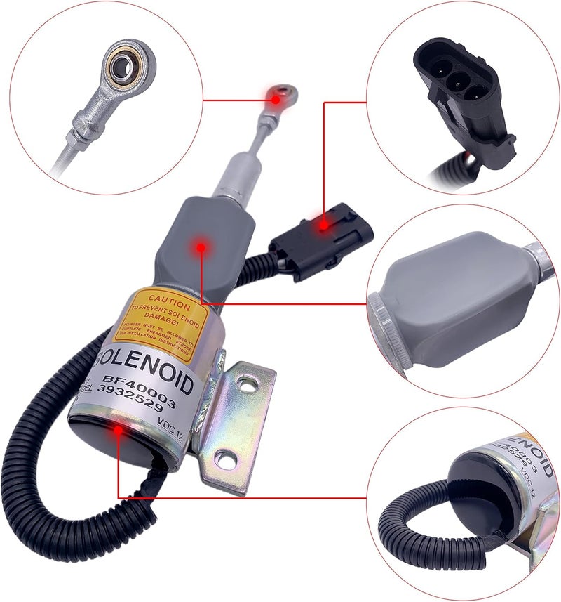 Earlyred 3932529 Fuel Shut Off Solenoid 3932929 SA-4756-12 SA-4891-12 3930658 3935431 SA475612 J932529 Compatible with Cummins Diesel Engine 6BT 4BT 5.9L 12V Solenoid - Image 3