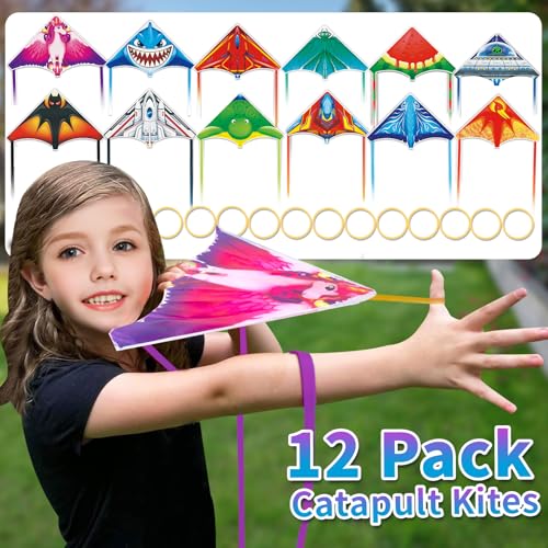 Hymaz 12 Pack Mini Catapult Kites for Kids, Flying Glider Plane Toys for 3-8+ Years Boys Girls Gifts- Finger Launcher Kites Bulk Great for Birthday Party Beach Outdoor Games - Image 3