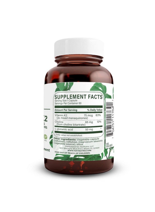 Natural Nutra Full Spectrum Vitamin K2 Supplement, Support Cardiovascular Health, Helps Promotes Bone Health, Support Calcium Metabolism, Liver Function, Improve Dental Health, 75 mcg 60 Capsules - Image 2