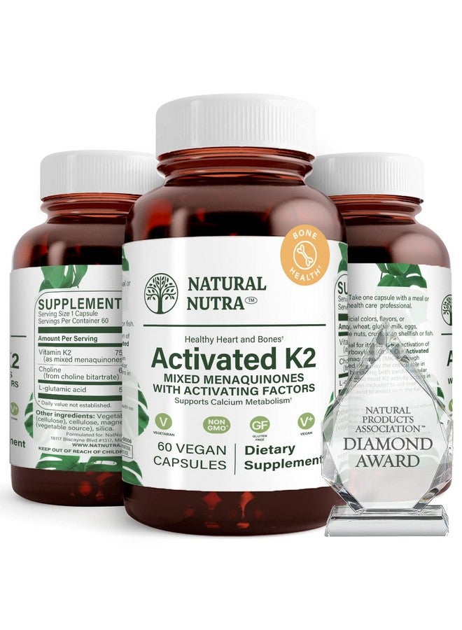 Natural Nutra Full Spectrum Vitamin K2 Supplement, Support Cardiovascular Health, Helps Promotes Bone Health, Support Calcium Metabolism, Liver Function, Improve Dental Health, 75 mcg 60 Capsules - Image 1