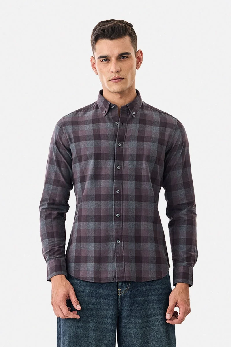 سنيتش قميص كاروهات بقصة ضيقة من القطن بنسبة %