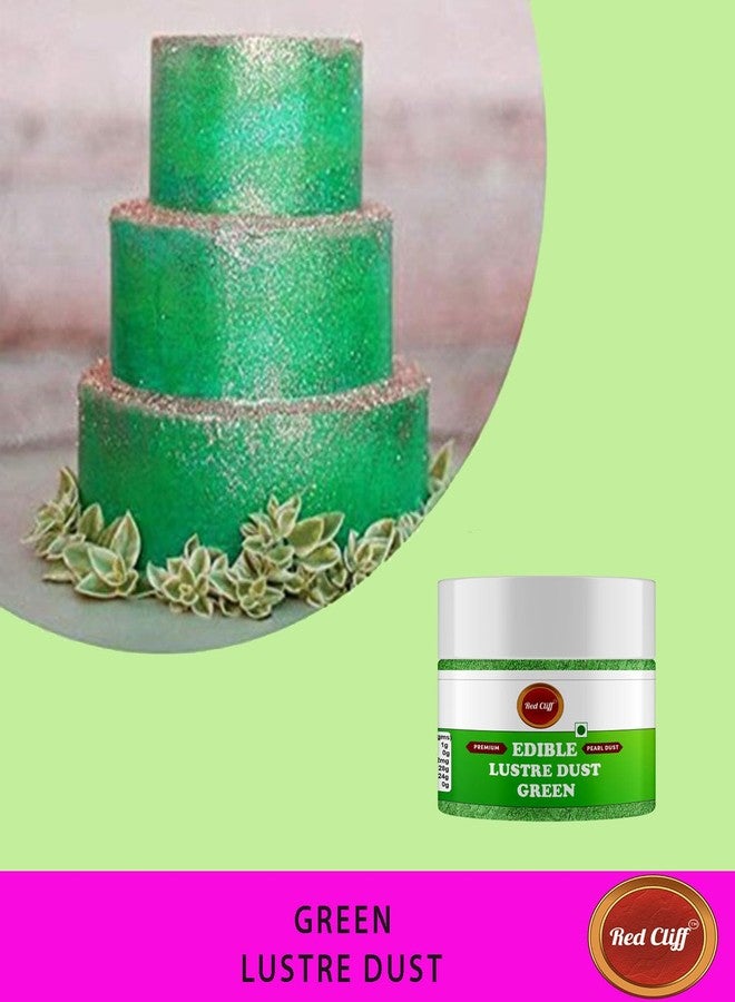 RED CLIFF Premium Edible Lustre Dust | Green | Pearl Dust Ideal for Cake Icing Decoration & Garnishing | (Green Lustre Dust | 9g |) - Image 2
