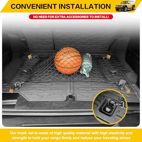 JTYZSM حصيرة شحن وشبكة صندوق JTYZSM لجيب رانجلر JL Unlimited 4X4 من 2018-2024 مع بطانة صندوق وشبكة شحن مضادة للانزلاق لجميع الأحوال الجوية لشاحنة 18-24 رانجلر JL 4X4 4 أبواب - Image 3