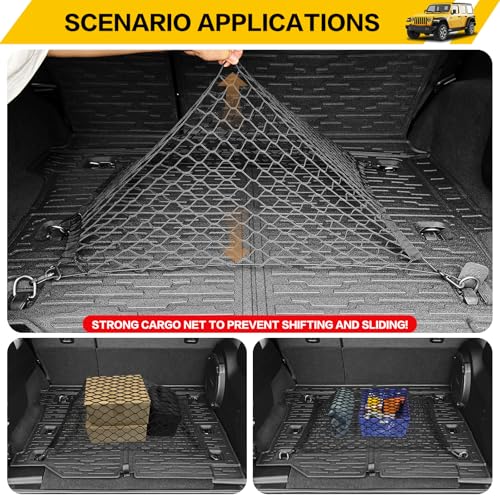 JTYZSM حصيرة شحن وشبكة صندوق JTYZSM لجيب رانجلر JL Unlimited 4X4 من 2018-2024 مع بطانة صندوق وشبكة شحن مضادة للانزلاق لجميع الأحوال الجوية لشاحنة 18-24 رانجلر JL 4X4 4 أبواب - Image 5