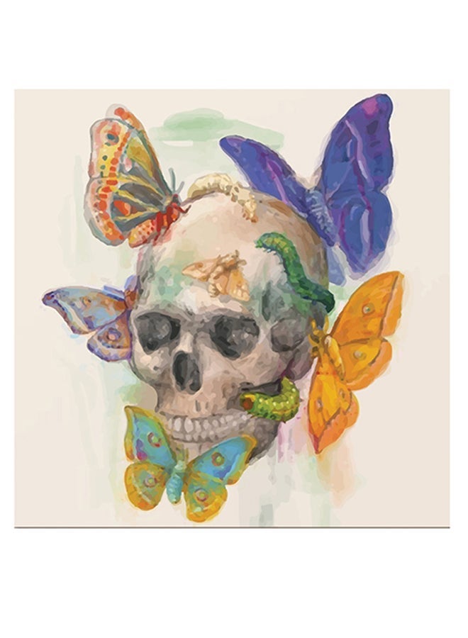RYN Skull Themed Wall Art Grey/Purple/Orange 30x30cm - Image 1