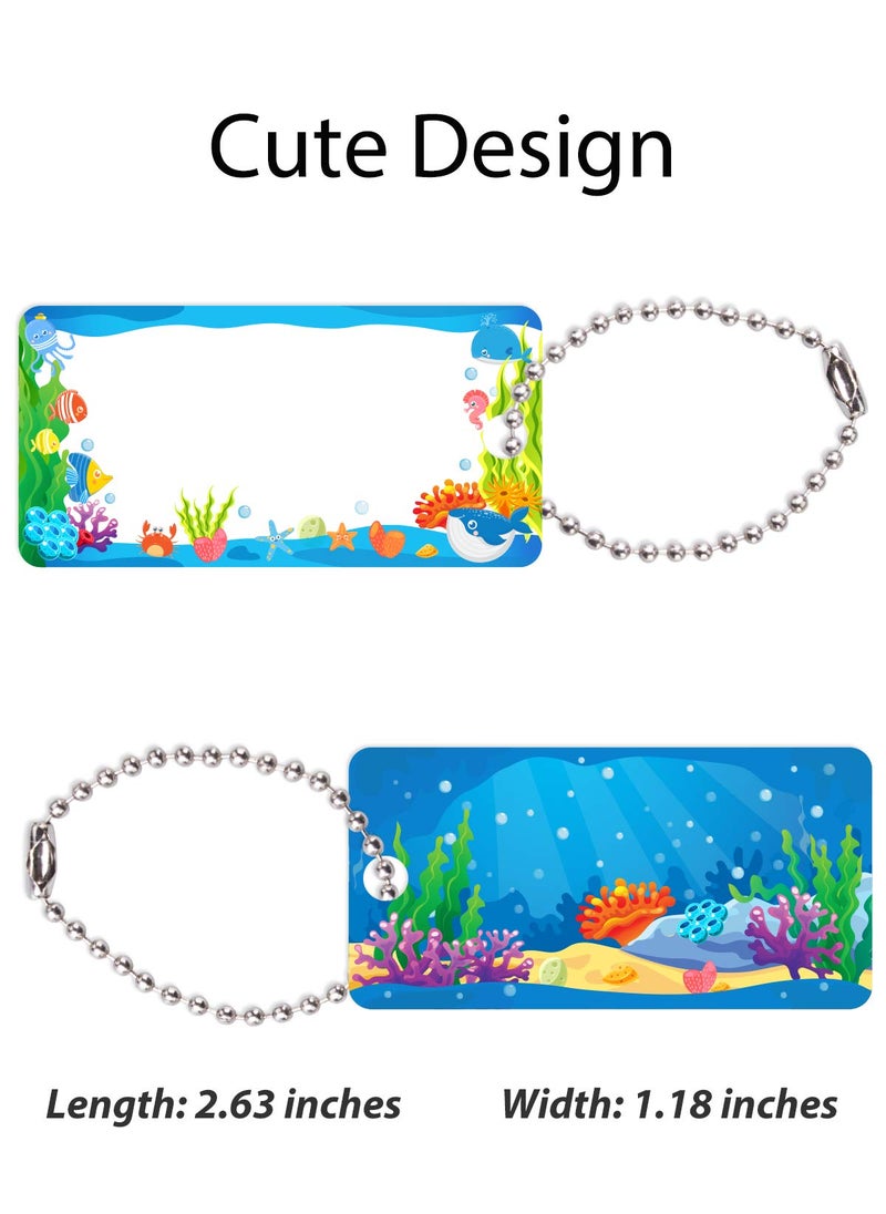 CHUBBIEE Child ID Bag Tags, Write-On Kids Name Tags for Backpack, Lunchbox & Diaper Bag, Great for Preschool & Daycare, Pack of 6 (Blue Ocean)  - Image 2