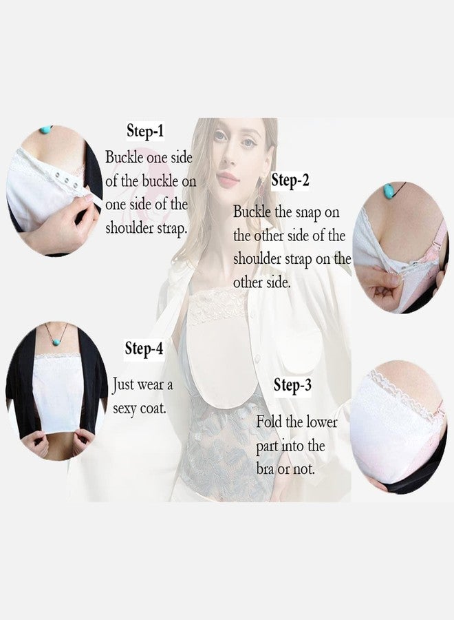 FIMALIA Women's Cotton Clip on Mock Lace Camisole Deep Neck Cover Up inners (Free Size)- pack of 5pc - Image 3