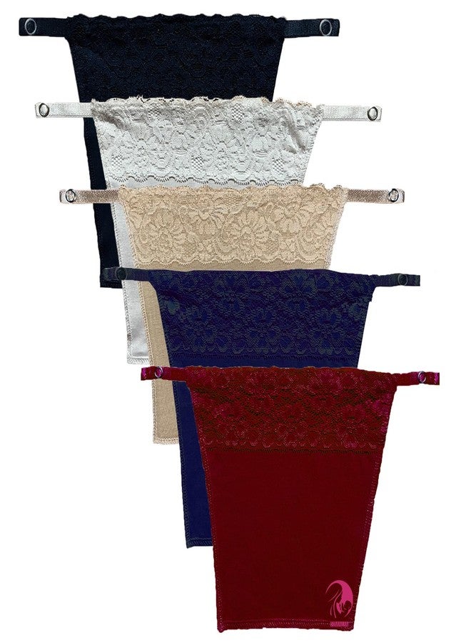 FIMALIA Women's Cotton Clip on Mock Lace Camisole Deep Neck Cover Up inners (Free Size)- pack of 5pc - Image 1