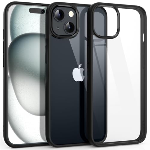 Supdeal Shockproof Clear Case for iPhone 15, [Not Yellowing] [10FT Military Drop Protection] Hard Clear Back Four Corner Airbags Drop Protection Phone Cover, 6.1 inch, Black - Image 1