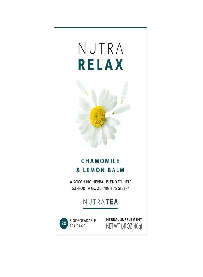 Nutra Tea نيوترا ريلاكس - شاي مهدئ للنوم - يساعد على الاسترخاء والنوم - يحتوي على البابونج، والمليسا، وزهرة الآلام - 20 كيس شاي مغلف - من نيوترا تي - شاي أعشاب - Image 2