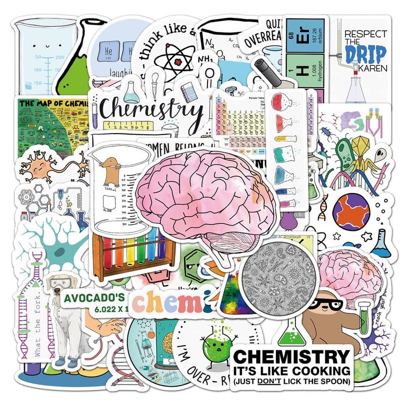 ZCGONG 50PCS Pack Chemical Laboratory Equations Chemistry Stickers for DIY Laptops Stationery Phone Case Skateboard Gifts Decals for Kids Birthday Party - Image 4