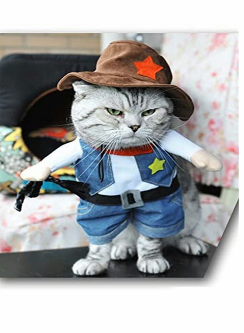 KASTWAVE Pet Dog Cat Halloween Costumes, the Cowboy for Party Special Events Costume, West Cowboy Uniform with Hat, Cosplay Funny Apperal, Pet Cowboy Outfit Clothing for Small Dog and Cat (M) - Image 4