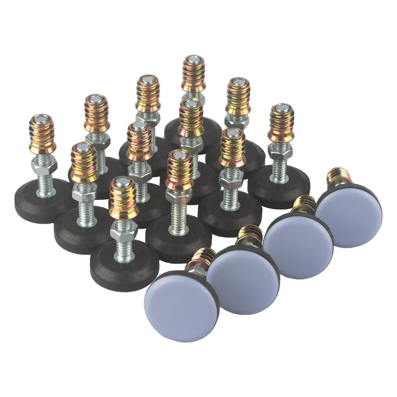 CSFMC Furniture Leveler PTFE(Teflon) Bottom(28mm Base),Threaded Shank(1/4-20) Adjust Pads,Table/Chair/Cabinet/Sofa Medium Adjustable Legs Leveling,Nuts Installation and Floor Protection(16 Pack) - Image 1