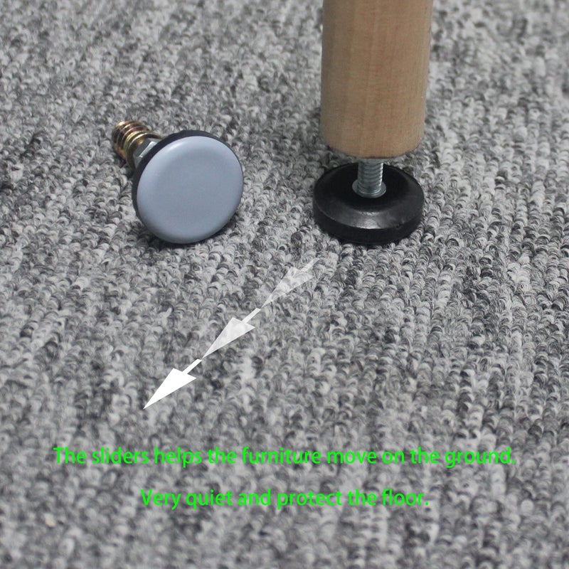 CSFMC Furniture Leveler PTFE(Teflon) Bottom(28mm Base),Threaded Shank(1/4-20) Adjust Pads,Table/Chair/Cabinet/Sofa Medium Adjustable Legs Leveling,Nuts Installation and Floor Protection(16 Pack) - Image 3