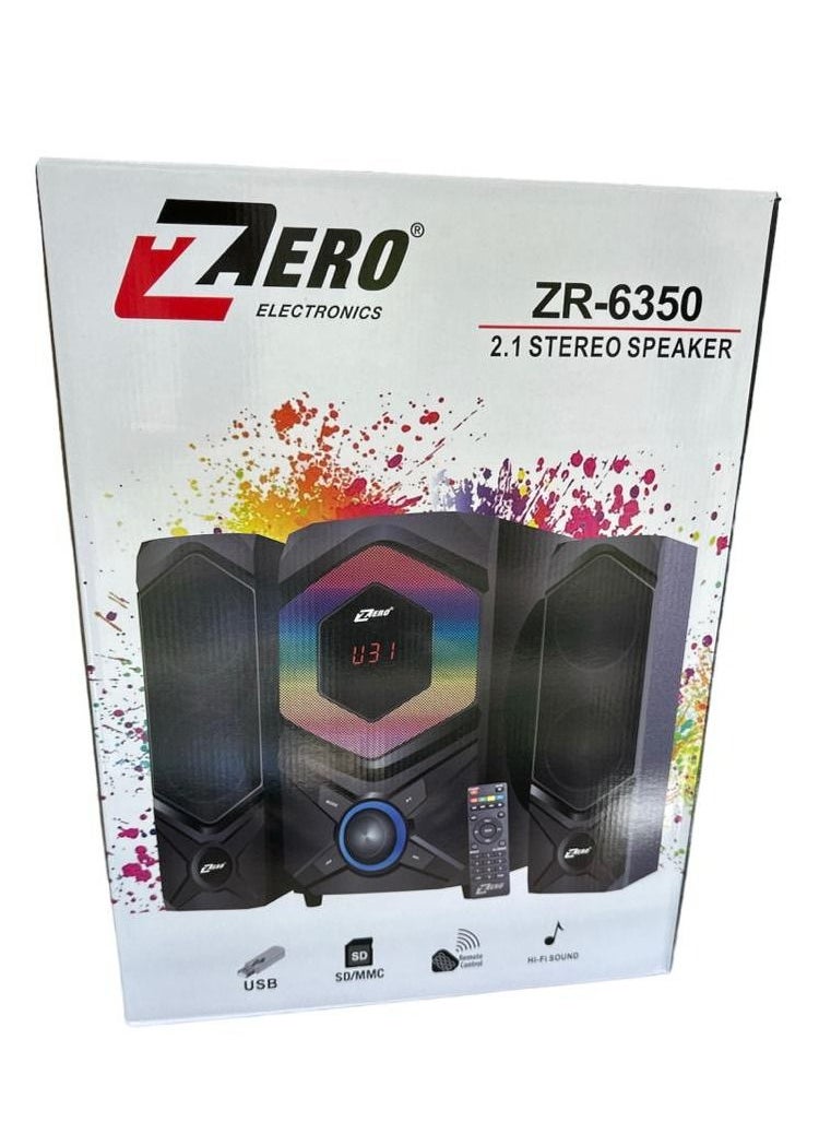 زيرو - مكبر صوت ZR 6350  يدعم فلاشة وكارت ميموري وبلوثوث مع ريموت كنترول للتحكم بسهوله أسود - Image 1