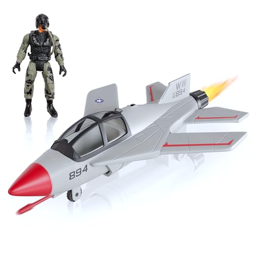 Lollipop United States Air Force Sky Raider Fighter Jet Toy Airplane with Pilot Missile Realistic Military Aircraft Soldier Action Figure Bomber Plane Model for Kids 3 - Image 1