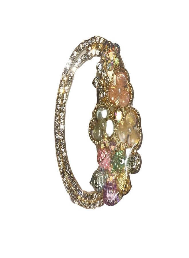 Nat Gold-Tone Floral Saree Brooch Pin/Hijab Pin with Multicolor Stones & Crystals - Elegant Decorative Saree Accessory for Women (1 Piece) - Image 1