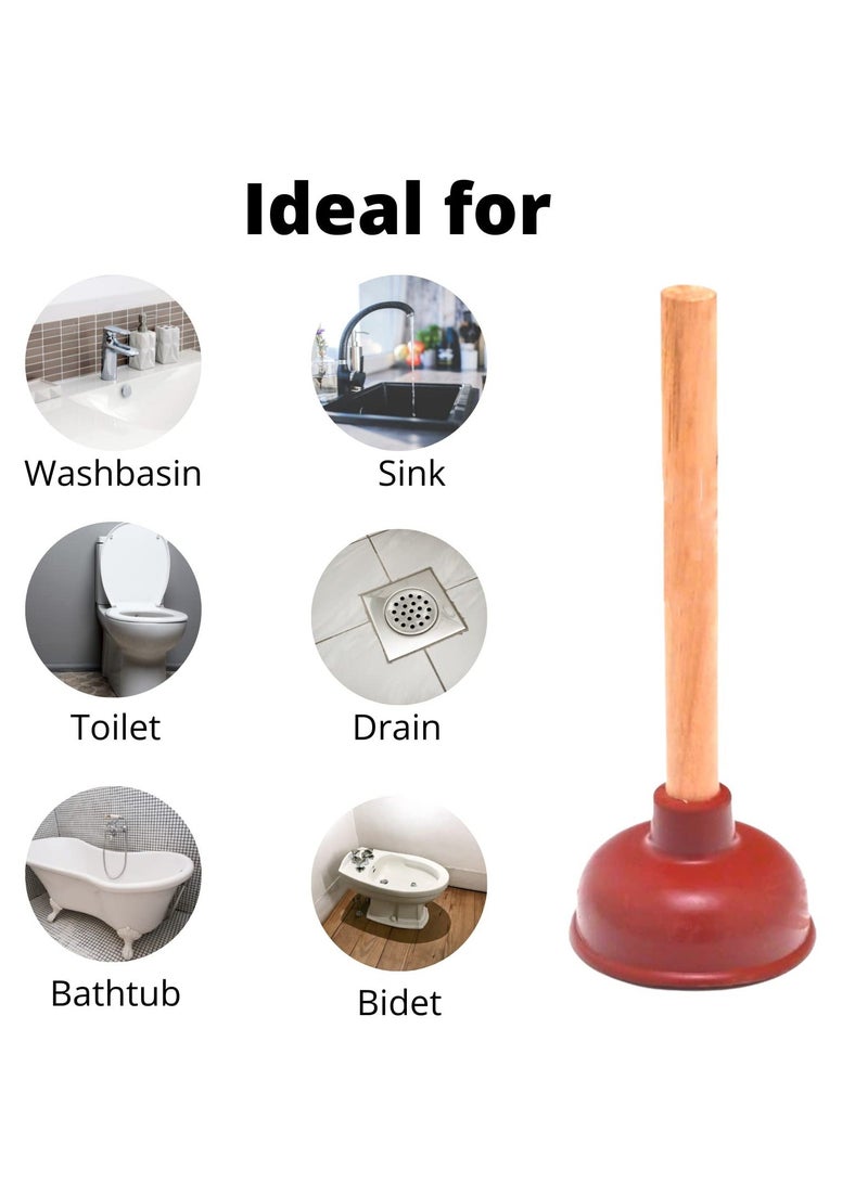 Sink Plunger, 3 Pcs Sink Plunger Kitchen Sink Unblocker Heavy Duty Unblocking Effective Tool, with 9” Wooden Handle, Oilet Pump Unblocker for Kitchen, Sink, Shower and Floor Drains - Image 2